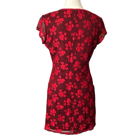 Y2K Hearts My Michelle Baby doll shirt dress black and red novelty print - Picture 2 of 4